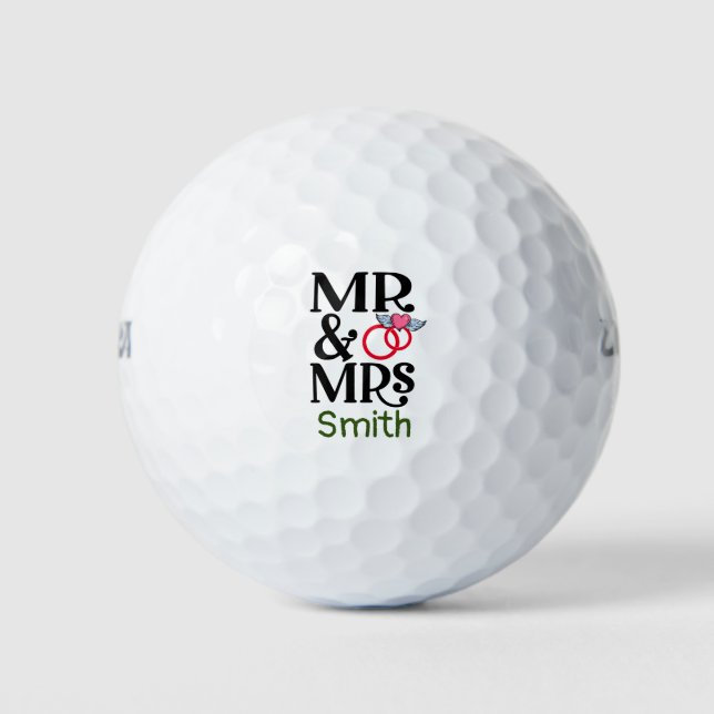 Mr & Mrs Wedding Party Gift Golf Balls (Front)