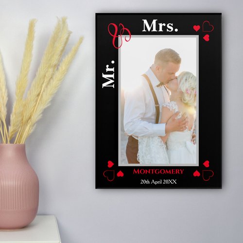 Mr  Mrs Wedding Photo Date Black and Red Acrylic Print