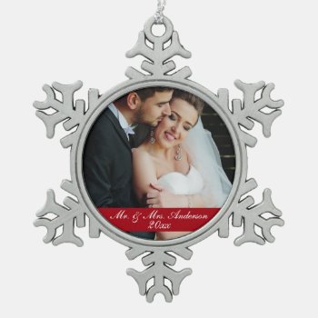 Mr. & Mrs. Wedding Photo Year Ornament Sn by HappyMemoriesPaperCo at Zazzle