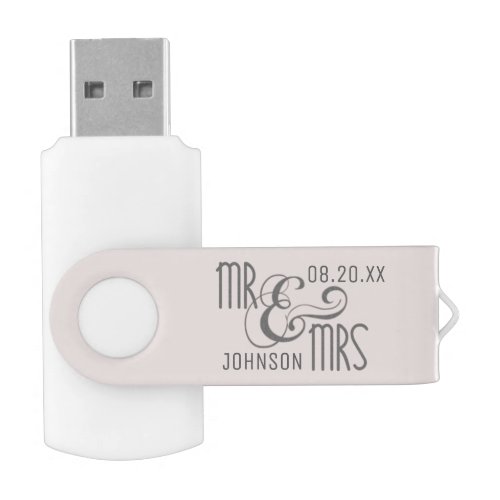 MR  MRS Wedding Photos Editable Blush USB Flash Drive