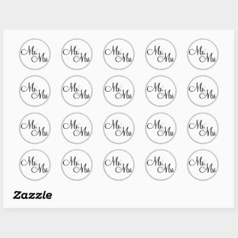 Mr & Mrs. Wedding SEALS/STICKERS BLING Classic Round Sticker | Zazzle