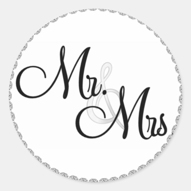Mr & Mrs. Wedding SEALS/STICKERS BLING Classic Round Sticker (Front)