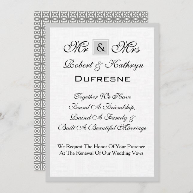 Mr & Mrs Wedding Vow Renewal Invitation (Front/Back)