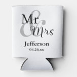 Mr &amp; Mrs Wedding With Name &amp; Date Can Cooler at Zazzle