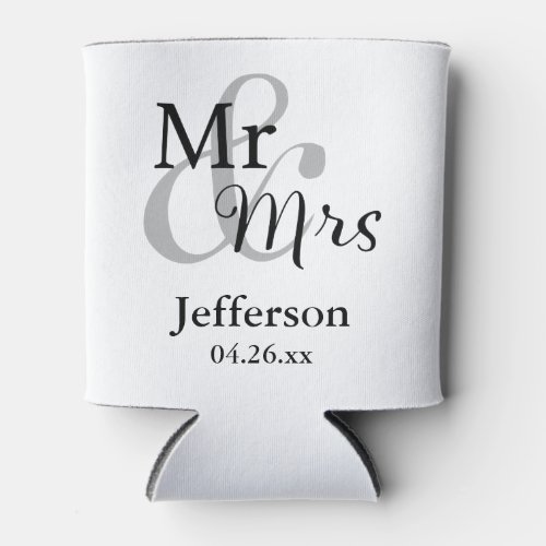 Mr  Mrs Wedding with Name  Date Can Cooler