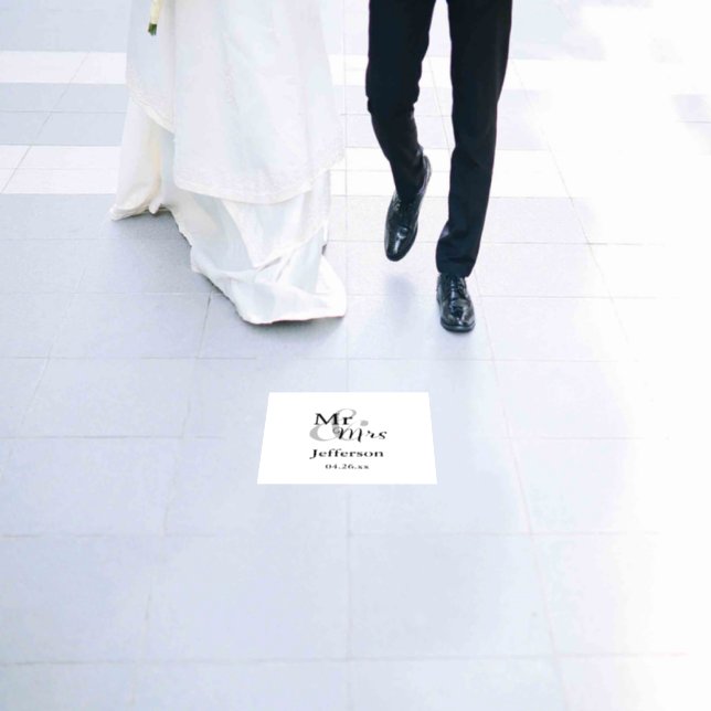 Mr & Mrs Wedding with Name & Date  Floor Decals (Wedding)