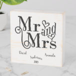 Mr. &amp; Mrs. Wedding Wooden Box Sign at Zazzle