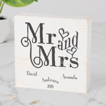 Mr. & Mrs. Wedding Wooden Box Sign by PetitePaperie at Zazzle