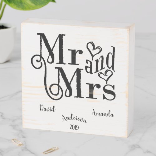 Mr  Mrs Wedding Wooden Box Sign