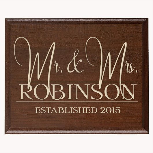 Mr & Mrs Welcoming 12x15 Cherry Wall Plaque (Front)