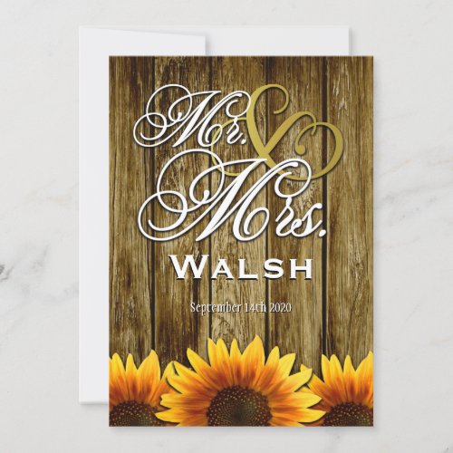 Mr &amp; Mrs Western Sunflower Wedding Invitations