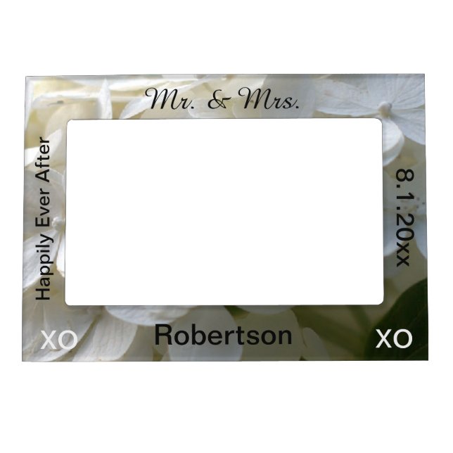 Mr. & Mrs. White Floral Magnetic Photo Frame (Front)