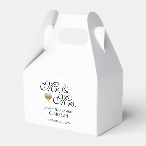 MR  MRS White Gold Heart Wedding Favor Box