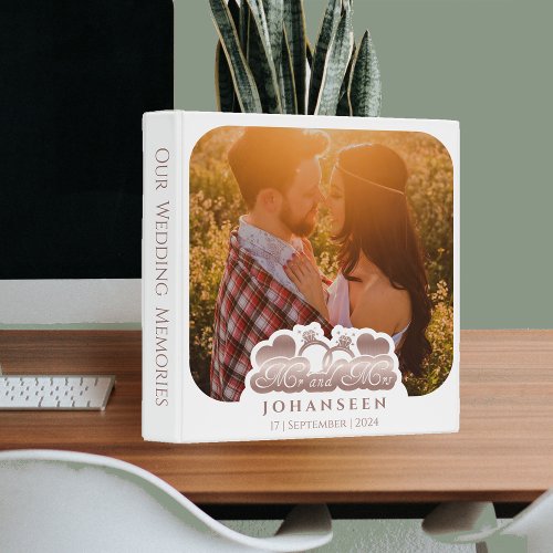 Mr  Mrs White  Rose Gold Keepsake Photo album 3 Ring Binder