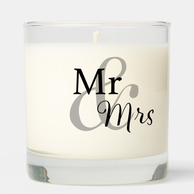 Mr & Mrs with Large Ampersand Newlywed Scented Candle (Front)