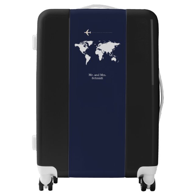 Mr. & Mrs. world travel luggage with name (Front)