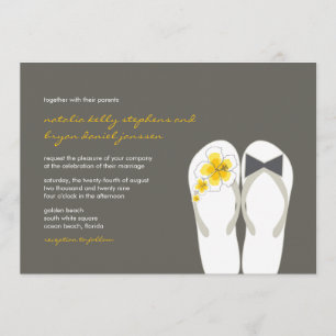 Mr & Mrs Yellow Flip Flops Beach Wedding Invite