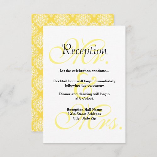 Mr  Mrs Yellow _ Reception Invitation