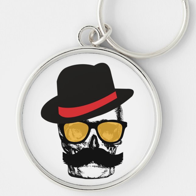 Mr Mustach calavera with style Keychain (Front)