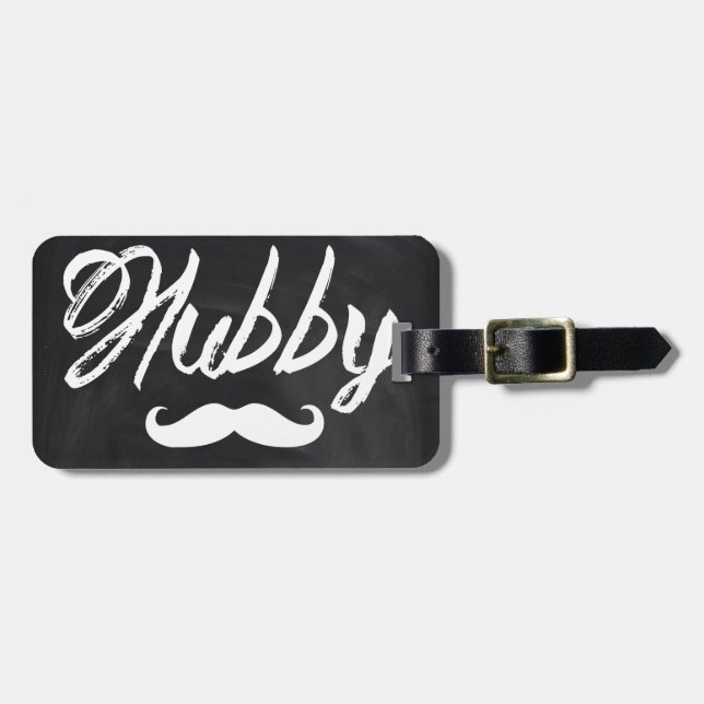 Mr Mustache Groom Honeymoon hubby Luggage Tag (Front Horizontal)