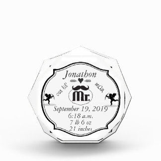 Mr. Mustache Lil Man Baby Boy Stats Acrylic Award