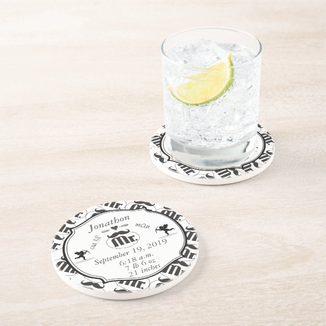 Mr. Mustache Lil Man Baby Boy Stats Coaster (Side)