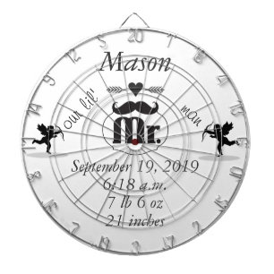 Mr. Mustache Lil Man Baby Boy Stats Dartboard With Darts