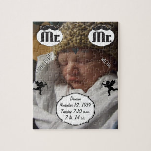 Mr. Mustache Lil Man Baby Boy Stats Jigsaw Puzzle