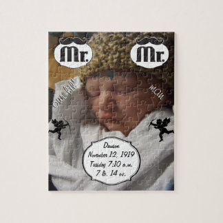 Mr. Mustache Lil Man Baby Boy Stats Jigsaw Puzzle