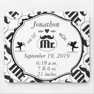Mr. Mustache Lil Man Baby Boy Stats Mouse Pad
