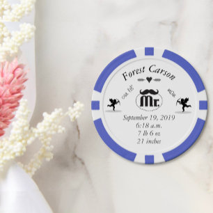 Mr. Mustache Lil Man Baby Boy Stats Poker Chips