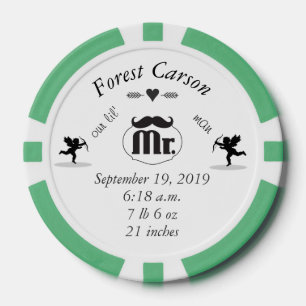 Mr. Mustache Lil Man Baby Boy Stats Poker Chips