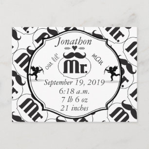 Mr. Mustache Lil Man Baby Boy Stats Postcard