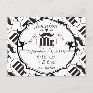 Mr. Mustache Lil Man Baby Boy Stats Postcard