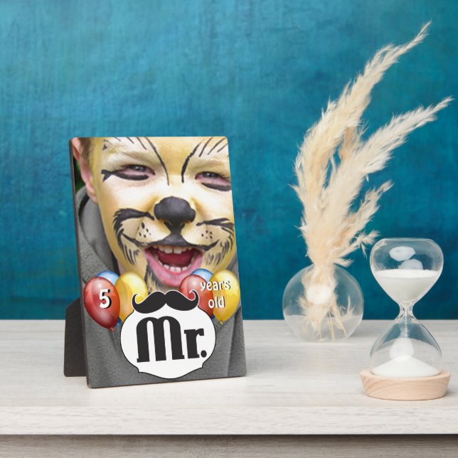 Mr. Mustache Lil Man Boy's Retro Birthday Plaque (Side)