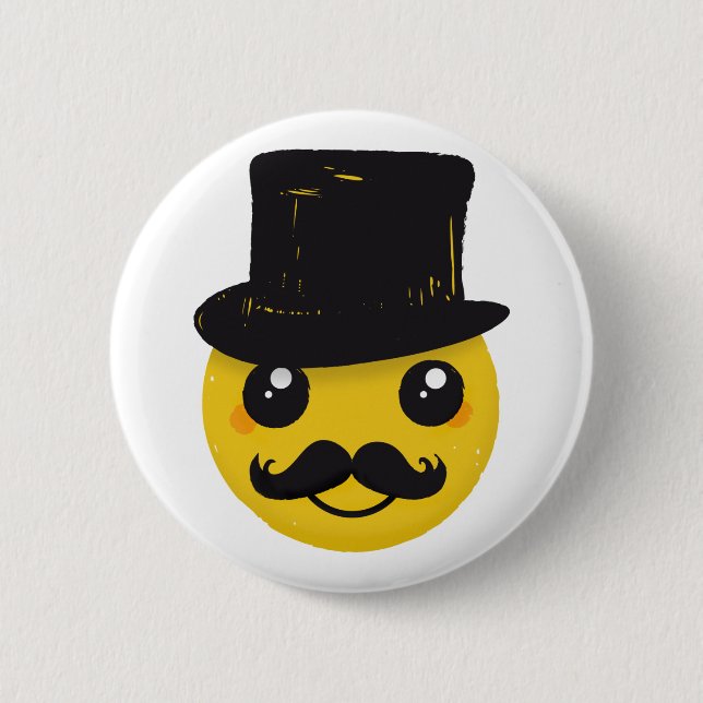 Mr Mustache Pinback Button (Front)