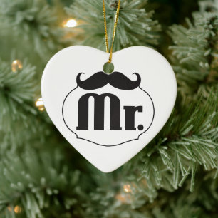 Mr. Mustache Retro Vintage Hipster Ceramic Ornament