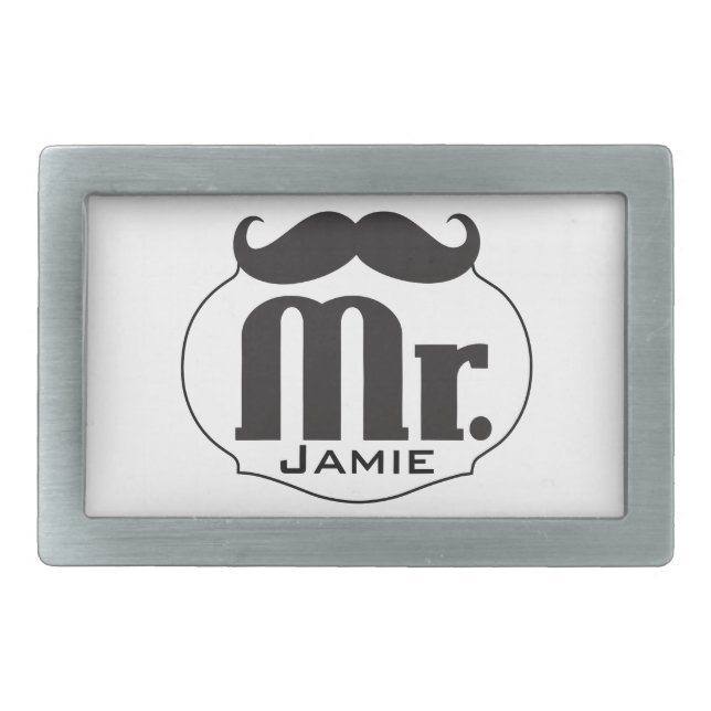 Mr. Mustache Retro Vintage Hipster Gifts Belt Buckle (Front)
