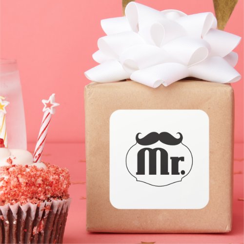 Mr Mustache Retro Vintage Hipster Gifts Square Sticker