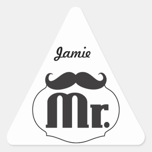 Mr Mustache Retro Vintage Hipster Gifts Triangle Sticker