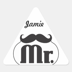 Mr. Mustache Retro Vintage Hipster Gifts Triangle Sticker