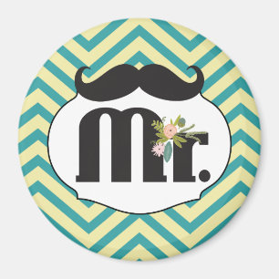 Mr. Mustache Yellow and Green Magnet