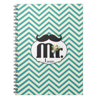 Mr. Mustache Yellow and Green Notebook