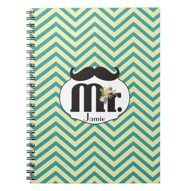 Mr. Mustache Yellow and Green Notebook (Front)