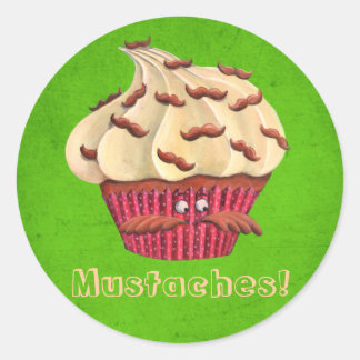 Mr Mustached Cupcake Classic Round Sticker