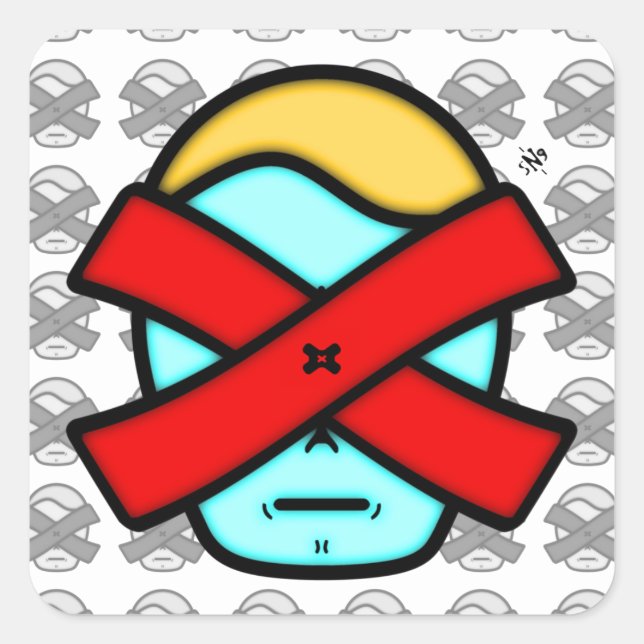 Mr Mysterious Enigmatic Cartoon Character Square Sticker (Front)