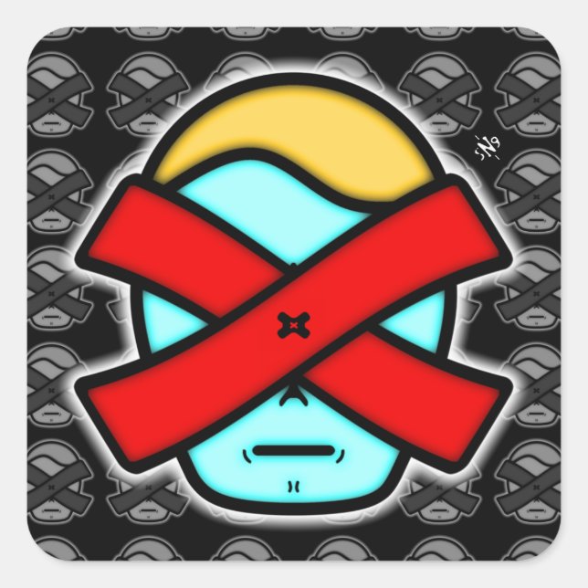 Mr Mysterious Enigmatic Cartoon Character Square Sticker (Front)