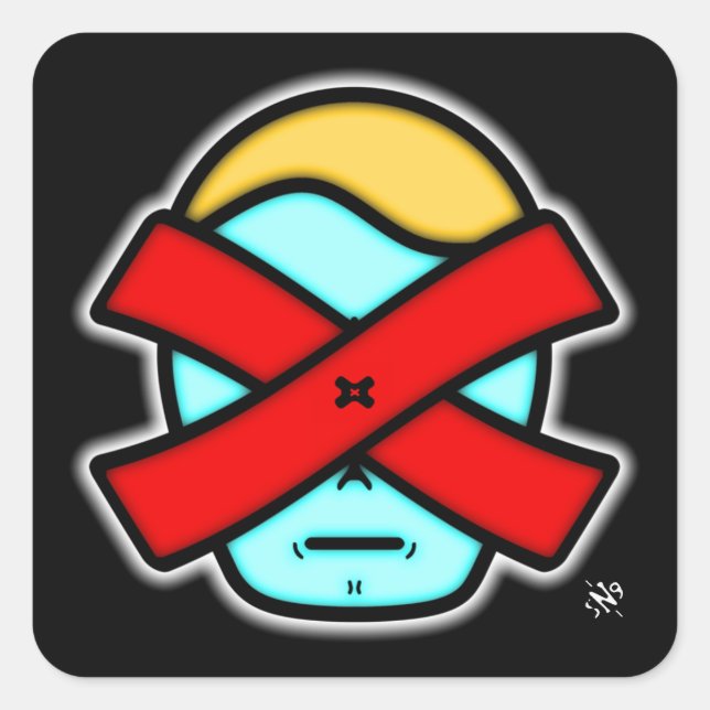 Mr Mysterious Enigmatic Cartoon Character Square Sticker (Front)