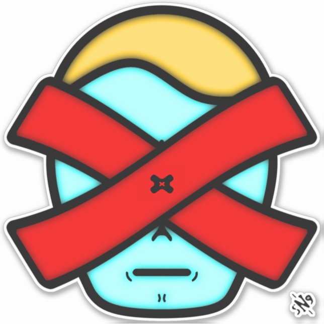 Mr Mysterious Enigmatic Cartoon Character Sticker (Front)