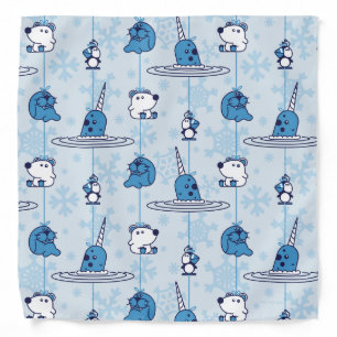Mr. Narwhal Blue Snowflake Pattern Bandana
